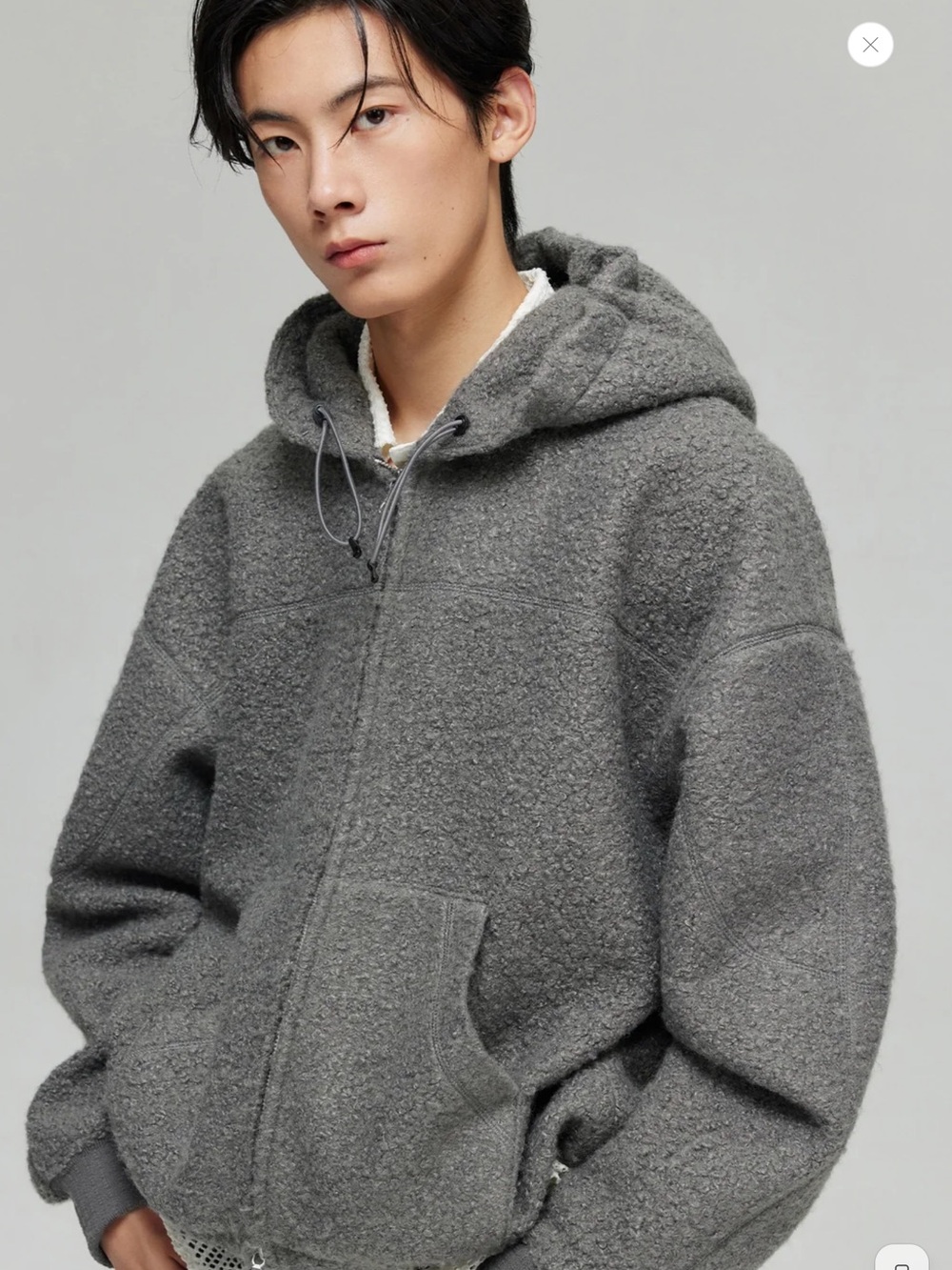 SIMPLE PROJECT Double Zip Fleece Hooded Jacket